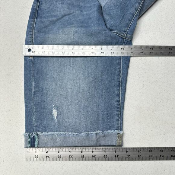 Lularoe Shorts 30 US 10 12 Skinny Bermuda Cuffed Blue Denim Tummy Panel EUC - Picture 6 of 9